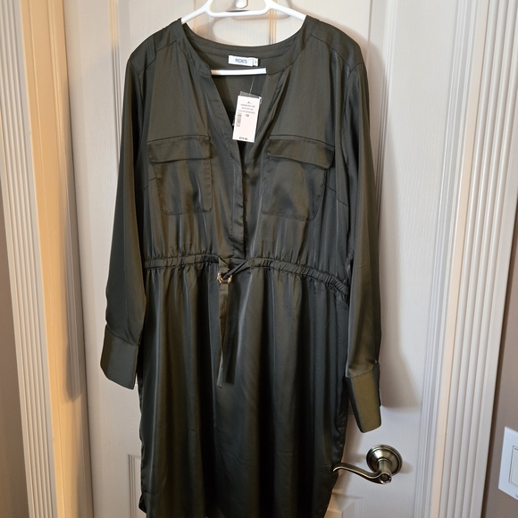 Ricki'a Elegant Olive Green Shirt Dress - Picture 2 of 8